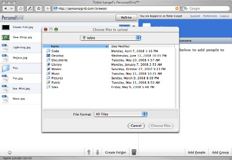 Java applet uploader screenshot